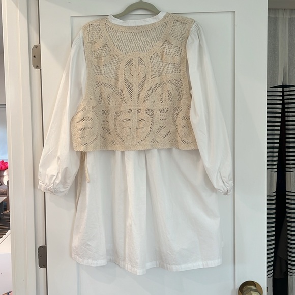 Zara white dress with ivory crocheted vest XXL - Picture 6 of 7